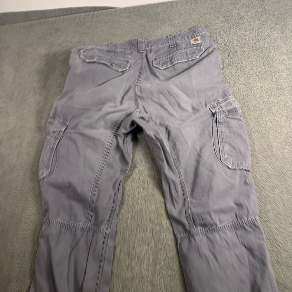 Carhartt Force Relaxed Fit Gray Ripstop Cargo Pants Mens 36x34 Distressed